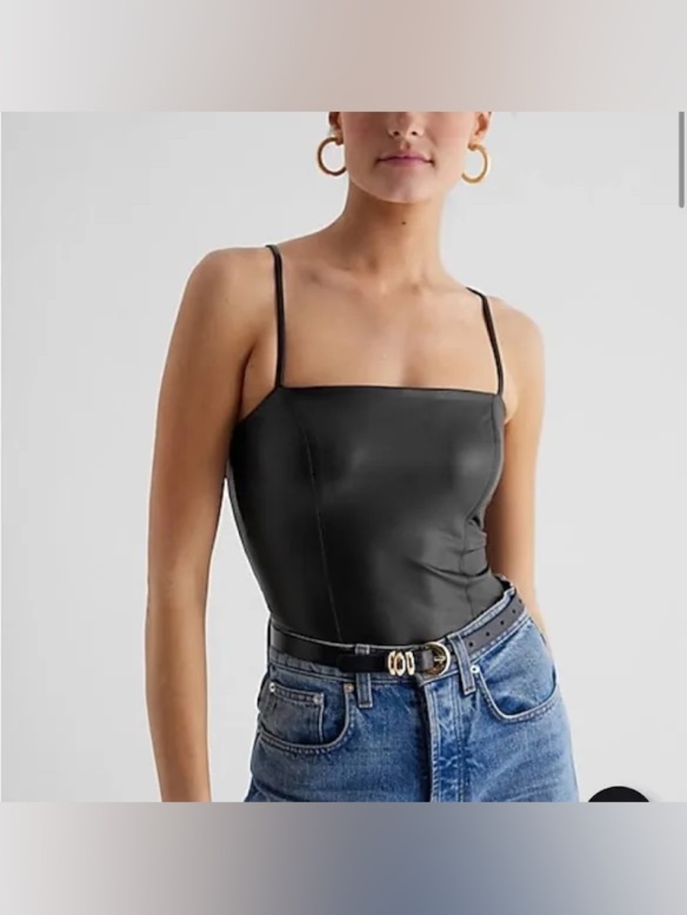 Express Body Contour Faux Leather Cami Bodysuit